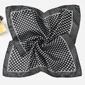 Polka dot silk square scarf in black and white with a glossy satin finish texture - Polka Dot Circles