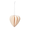 3D wooden heart ornament with accordion style folding design and hanging silver string - Wooden 3D Heart
