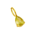 Pear cut yellow zircon pendant set in gold plated stainless steel teardrop frame - August (Peridot)