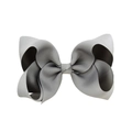Handmade 4-inch grey grosgrain ribbon hair bow clip for kids with a premium texture - Grey (#22)