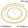 Set di gioielli dorati in acciaio inossidabile con collana e bracciale a maglia a V - Colore Oro 6mm Specifica Set (KS227098-ZJZL)