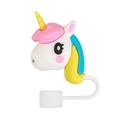 Copri cannuccia in silicone a forma di unicorno bianco 10mm con criniera rosa e blu - Stile Criniera Blu