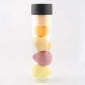 Set of 5 colorful makeup sponges in different shapes inside a transparent storage tube - 5Pcs Set - Nude Color Mix #2