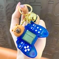 Porte-clés mini console de jeux bleu transparent avec un adorable pendentif capybara mou - Machine De Jeu Kapibala - Bleue