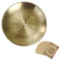 Brass altar ritual bowl with twelve zodiac signs and lucky pentagram paper cards - Twelve Zodiac (Include 12 Cards) / 14cm