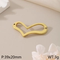 Polished gold hollow heart stainless steel pendant for DIY jewelry making 39x20mm - Hollow Heart Accessory (KLJ5876-Z)