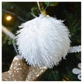 Plush white Christmas ball ornament with silver glitter sequins for holiday tree decoration - Plush Foam Ball 8CM