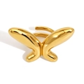 Anillo abierto de acero inoxidable 316 pulido con diseño de mariposa dorada para mujer - Mariposa Dorada (KB625)