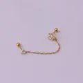 Double ear piercing chain earring with gold crown cluster and round zircon stones - 5# Crown Style / Gold