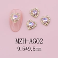 Macro-detail van roze hart nail art charm met gouden rand en kristallen, maat 9,5x9,5 mm - Sterrenhemel Roze Stijl(AG02)