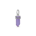 Hexagonal purple crystal pendant charm with silver star engraved clasp for DIY bracelets - Purple Crystal Hexagonal Prism