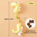 Giocattolo di peluche per gatti dinosauro giallo con frutti di galla per denti e gioco, 25cm - Giallo
