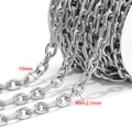 Silver stainless steel curb chain with 10mm spiral links for DIY jewelry making - Steel Color (2.5mm Wire 10mm Wide 3:1 Threaded Cross Chain)