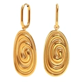 Vergoldete Edelstahl-Ohrringe im französischen Stil mit Spiralmuschel-Textur - Meeresschnecke Fossil Anhänger Ohrringe / Gold