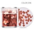 Rose gold square nail art sequins in a clear jar, D96 metallic glitters for festive makeup - D96-Rose Gold Square