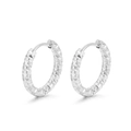 Silver vintage French-style C-shape hoop earrings with a quilted diamond texture finish - Style D Rhombus Cut Hoop (KE108818-KFC)