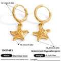 Orecchini a cerchio a stella marina in acciaio inossidabile dorato impermeabile - EH11483-Stella Marina