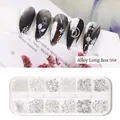 Silver alloy nail art charms set 06 in 12-slot box with moon star and rose designs - Alloy Long Box 06#(F773-6)
