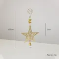 Golden iron star Christmas ornament with 20.5cm height and hanging crystal pendant - Gold Five-pointed Star
