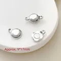 Makro-Detail des silbernen Magnetverschlusses für Ketten mit 9x17mm Größenangabe - 15# Platinfarbener Zylinder-Magnetverschluss