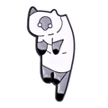 Cute cartoon white ferret enamel pin with hanging pose for creative accessory decor - Grey Ferret Hanging