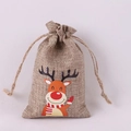 Weihnachts-Geschenkbeutel aus Jute mit Rentier-Motiv und praktischem Kordelzug - Weihnachtsrentier