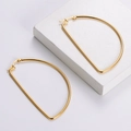 Minimalist 18k gold plated D-shape hoop earrings in stainless steel on stone stand - D-Shape / Gold