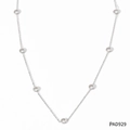 Silver stainless steel necklace with seven bezel-set clear crystals in a sleek design - Silver Necklace with White Zirconia (PAD929)