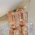 Elegant rose gold rectangular hoop earrings featuring micro-paved clear zircon stones - Rose Gold Color With Zirconia