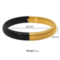 Elastic snake bone bracelet in black and gold finish with detailed size measurements - 10mm Wide (60mm Diameter) / Gold Black