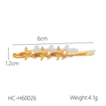 Detail of 18K gold starfish and pearl hair clip showing dimensions 6cm and 1.2cm - Three Starfish Pearl Style (HC-H60026) / Gold
