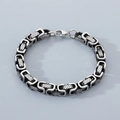 Pulsera de cadena bizantina de acero plateado con eslabones de textura de sarga punk - Plata antigua