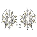 Detailed view of XT-40 rhinestone body jewelry with sunflower sunburst pattern and beads - XT-40 Gold Silver Snowflake Sticker