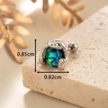 Silver snake cartilage stud with iridescent moonstone bead and screw back closure - Blue Green Purple (A159-2#)