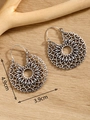 Bohemian silver drop earrings with intricate hollow pattern and 4.9cm drop length - Vintage Circle Hollow / Silver FX727