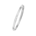 Bracciale rigido minimalista in acciaio argento con incisione geometrica a scacchi - Argento