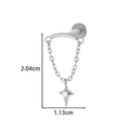 Titanium chain stud earring with zircon star pendant and dimensions of 2.04cm by 1.13cm - Star Chain Style (T2534-6#) / Silver