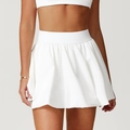 White high-waisted pleated tennis skirt with quick-dry breathable fabric and pocket - XL / Swan White