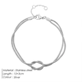 Silver stainless steel knotted snake chain bracelet with adjustable extension chain - 15+3cm / Steel