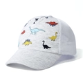 Light grey kids mesh baseball cap with colorful dinosaur prints for summer sun protection - S (0-1 Year) / Off-white Dinosaur