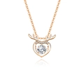 925 Sterling Silver Reindeer Heart Necklace with Sparkling Moissanite Center Stone - Moissanite White Stone Rose Gold