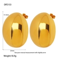 Detailed view of large 18K gold plated textured oval earrings with size and weight specs - Pebble Shape Stud Earrings (DFE153) / Gold