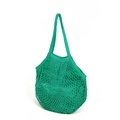 Neon green woven net shopping bag with large mesh design and long handles for summer - Grass Green