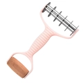 Teigroller aus rosa Edelstahl mit Gittermuster und natürlichem Holzgriff - Edelstahl-Rollschneider + Kleiner Roller / Rosa