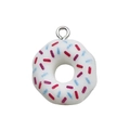 Ciondolo a forma di ciambella in resina bianca con granella rossa e blu e anello - 1 Pezzo (18x21mm) / Ciambella Bianca