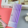 Set van 6 paarse gradiënt gelpennen met gezichtjes in een heldere plastic doos - 6 Stuks/Doos / Druivenpaarse Serie