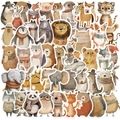 Detailed view of hand-drawn waterproof animal stickers featuring lions and pandas in watercolor - Illustration Animals 4 (WES129) / 50 Sheets