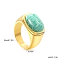Anello largo placcato oro 18K per donna con castone ovale in pietra naturale verde - US 6 / Stile Amazzonite Oro