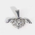 Pendentif cœur évidé vintage avec ailes en acier inoxydable argenté - U08-Cœur Ailé / Acier