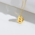 Collier avec pendentif lettre B dorée polie au design vintage romain minimaliste - Lettre B / Doré